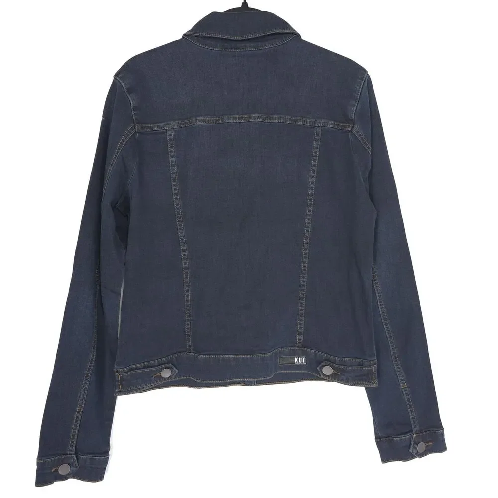 KUT FROM THE KLOTH New Women's Amelia Denim Jacket LARGE Button‎ Front KJ618MF1